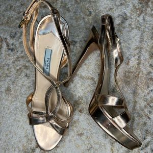 PRADA Metallic Rose Gold Platform Heel Pumps Sz 37.5